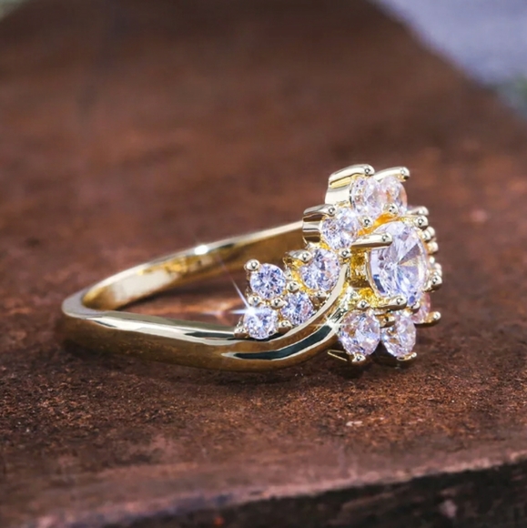 Gold Simulated Diamonds Ring - Picture 5 of 7